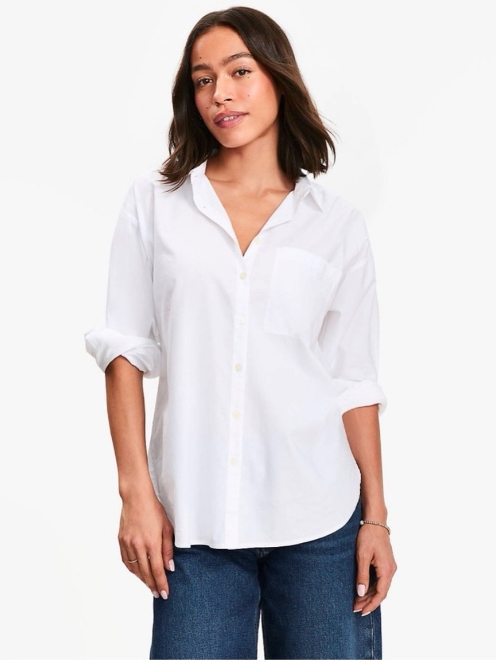 Loft Classic White Button-Up Shirt - Relaxed Fit (NWT)